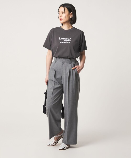 A DAY IN THE LIFE UNITED ARROWS(アデイインザライフユナイテッドアローズ)の「ハクプリント ショートスリーブTシャツ <A DAY IN THE LIFE>(Tシャツ/カットソー・レディース・ダークグレー/オフホワイト/ナチュラル・FREE)」の13枚目の写真