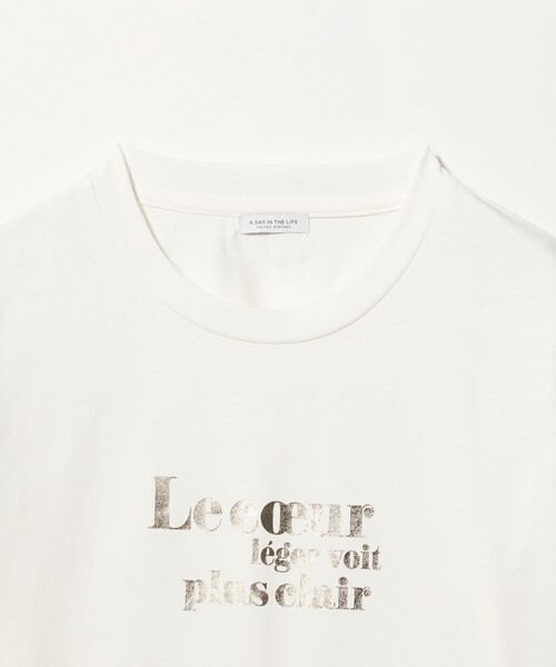 A DAY IN THE LIFE UNITED ARROWS(アデイインザライフユナイテッドアローズ)の「ハクプリント ショートスリーブTシャツ <A DAY IN THE LIFE>(Tシャツ/カットソー・レディース・ダークグレー/オフホワイト/ナチュラル・FREE)」の10枚目の写真