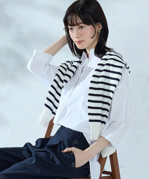 COMME CA ISM(コムサイズム)の「シャンブレーシャツ(シャツ/ブラウス・レディース・ピンク/ホワイト/ブルー/ミント/ネイビー・FREE)」の2枚目の写真