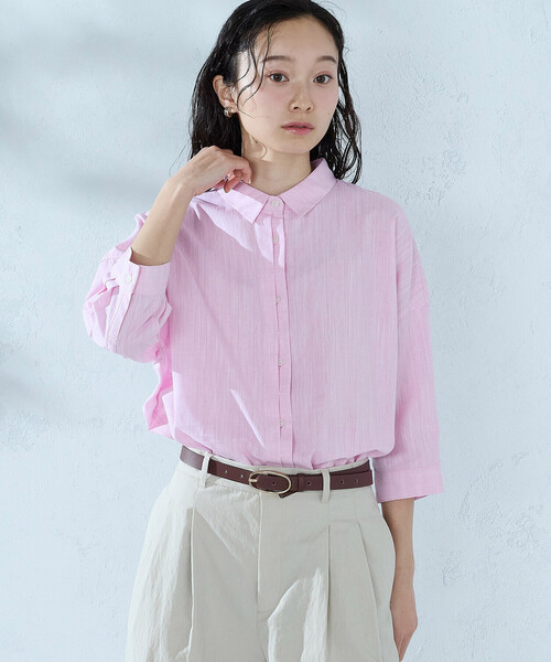COMME CA ISM(コムサイズム)の「シャンブレーシャツ(シャツ/ブラウス・レディース・ピンク/ホワイト/ブルー/ミント/ネイビー・FREE)」の5枚目の写真