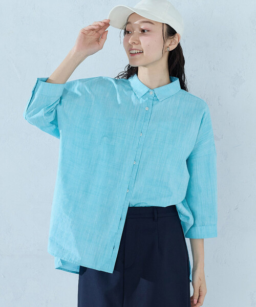 COMME CA ISM(コムサイズム)の「シャンブレーシャツ(シャツ/ブラウス・レディース・ピンク/ホワイト/ブルー/ミント/ネイビー・FREE)」の1枚目の写真