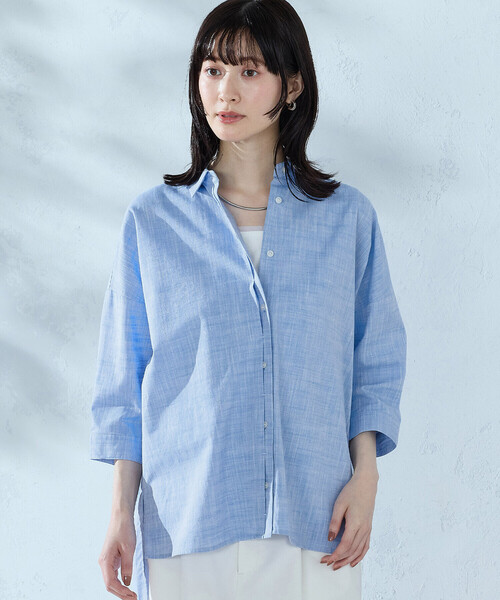 COMME CA ISM(コムサイズム)の「シャンブレーシャツ(シャツ/ブラウス・レディース・ピンク/ホワイト/ブルー/ミント/ネイビー・FREE)」の22枚目の写真