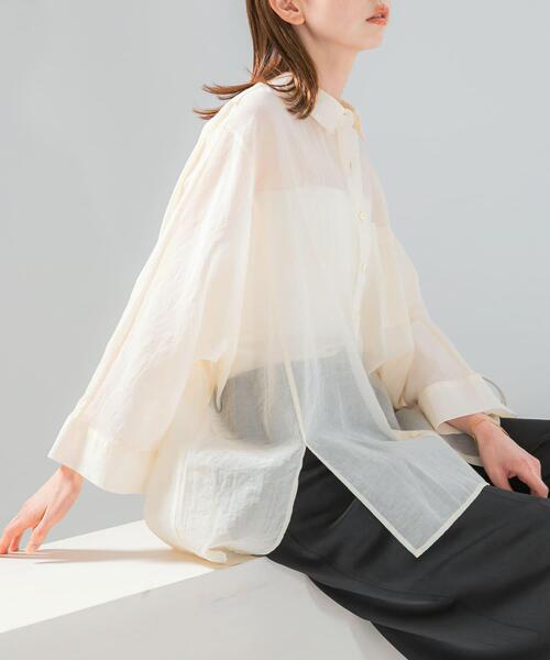 URBAN RESEARCH ROSSO WOMEN(アーバンリサーチ ロッソ)の「シアーコットンドルマンシャツ(シャツ/ブラウス・レディース・オフホワイト/ピンク系その他/ブルー系その他・FREE)」の4枚目の写真