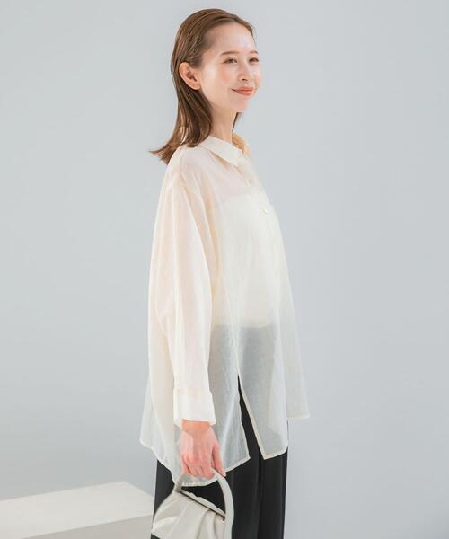 URBAN RESEARCH ROSSO WOMEN(アーバンリサーチ ロッソ)の「シアーコットンドルマンシャツ(シャツ/ブラウス・レディース・オフホワイト/ピンク系その他/ブルー系その他・FREE)」の6枚目の写真