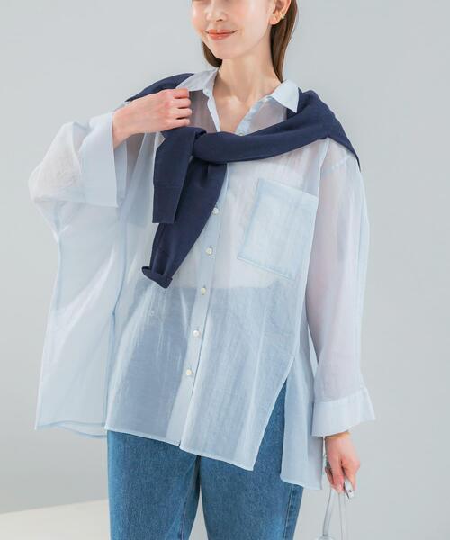 URBAN RESEARCH ROSSO WOMEN(アーバンリサーチ ロッソ)の「シアーコットンドルマンシャツ(シャツ/ブラウス・レディース・オフホワイト/ピンク系その他/ブルー系その他・FREE)」の21枚目の写真