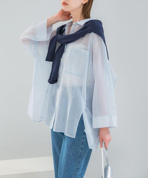 URBAN RESEARCH ROSSO WOMEN(アーバンリサーチ ロッソ)の「シアーコットンドルマンシャツ(シャツ/ブラウス・レディース・オフホワイト/ピンク系その他/ブルー系その他・FREE)」の22枚目の写真