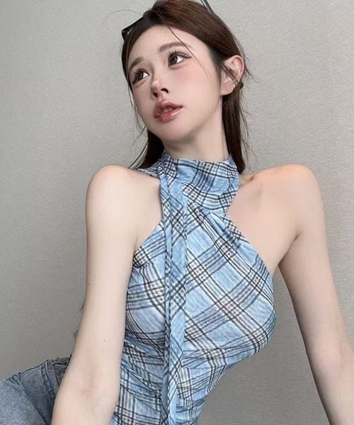 AsheKsha(アシクシャ)の「ウエストを絞ったストライプシャツ(その他トップス・レディース・ブルー・M)」の6枚目の写真
