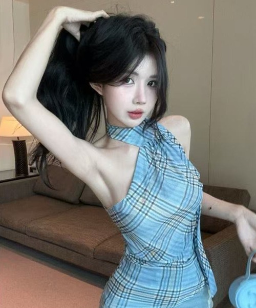 AsheKsha(アシクシャ)の「ウエストを絞ったストライプシャツ(その他トップス・レディース・ブルー・M)」の10枚目の写真