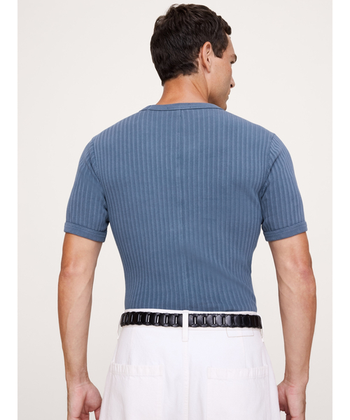 Banana Republic(バナナリパブリック)の「リブ ストレッチコットン クルーネックTシャツ(ニット/セーター・メンズ・グリーン/ブラック/アイボリー・S/M/L/XL)」の6枚目の写真