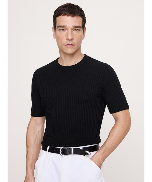 Banana Republic(バナナリパブリック)の「リブ ストレッチコットン クルーネックTシャツ(ニット/セーター・メンズ・グリーン/ブラック/アイボリー・S/M/L/XL)」の7枚目の写真