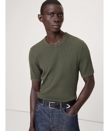 リブ ストレッチコットン クルーネックTシャツ