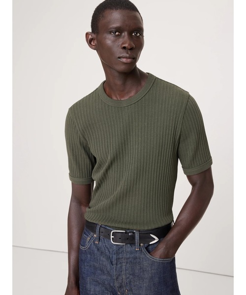 Banana Republic(バナナリパブリック)の「リブ ストレッチコットン クルーネックTシャツ(ニット/セーター・メンズ・グリーン/ブラック/アイボリー・S/M/L/XL)」の3枚目の写真