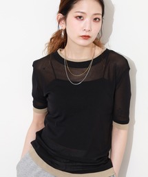 gleam（グリーム）の「レイヤード風シアー半袖プルオーバー（Tシャツ/カットソー）」