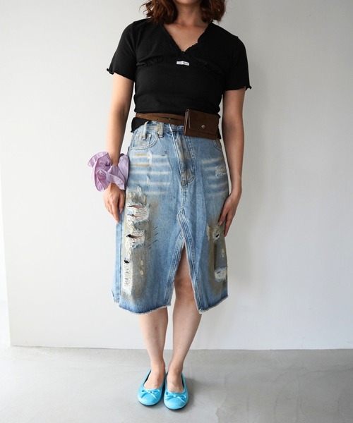 SANSeLF(サンセルフ)の「【SANSeLF】レーストリムカシュクールトップス saw26s064(その他トップス・レディース・ブラック/ホワイト・FREE)」の15枚目の写真