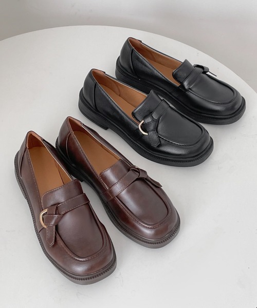 Shoes in Closet(シューズインクローゼット)の「軽量 やわらか クラシックベルト ソフト ローファー 484(ローファー・レディース・ブラック/ダークブラウン・L/LL/M/S)」の19枚目の写真