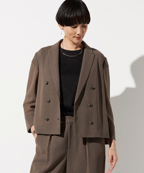 COMME CA(コムサ)の「【セットアップ対応】シアーチェックジャケット(テーラードジャケット・レディース・グレー/ブラウン・9号/11号)」の2枚目の写真