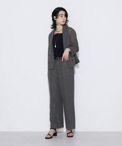 COMME CA(コムサ)の「【セットアップ対応】シアーチェックジャケット(テーラードジャケット・レディース・グレー/ブラウン・9号/11号)」の13枚目の写真