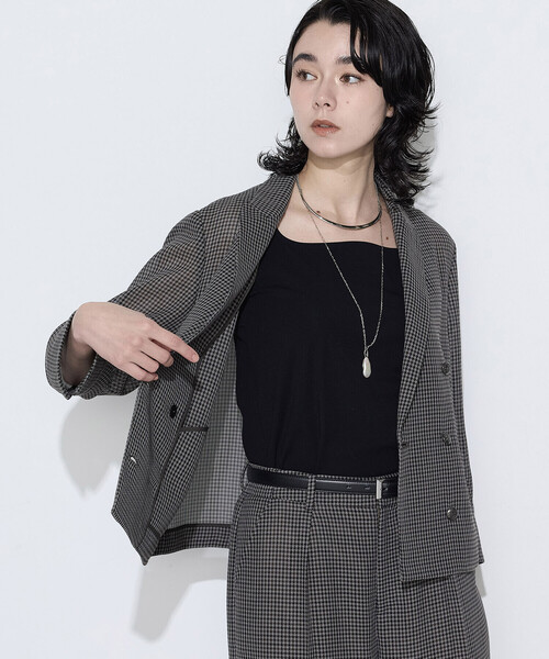 COMME CA(コムサ)の「【セットアップ対応】シアーチェックジャケット(テーラードジャケット・レディース・グレー/ブラウン・9号/11号)」の15枚目の写真