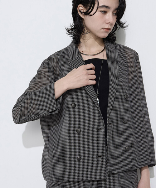 COMME CA(コムサ)の「【セットアップ対応】シアーチェックジャケット(テーラードジャケット・レディース・グレー/ブラウン・9号/11号)」の21枚目の写真