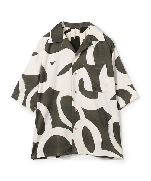 m's braque(エムズブラック)の「【別注】m's braque ポリエステル オープンカラー ハーフスリーブシャツ(シャツ/ブラウス・メンズ・グリーン系その他・36/38)」の1枚目の写真