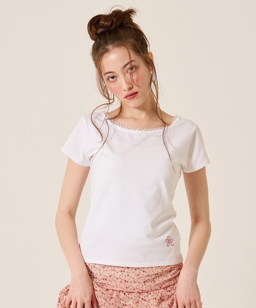 TINA:JOJUN(ティーナジョジュン)の「前後2WAY コンパクト Tシャツ TINA:JOJUN(Tシャツ/カットソー・レディース・グリーン/ホワイト/ブラウン・M)」の5枚目の写真