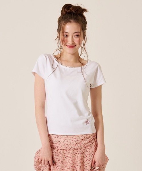 TINA:JOJUN(ティーナジョジュン)の「前後2WAY コンパクト Tシャツ TINA:JOJUN(Tシャツ/カットソー・レディース・グリーン/ホワイト/ブラウン・M)」の7枚目の写真