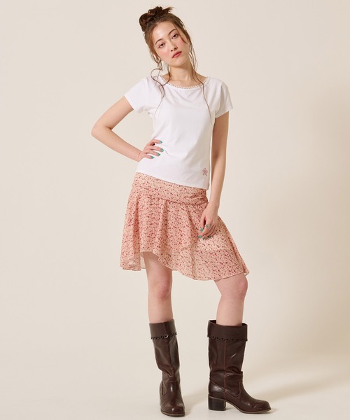 TINA:JOJUN(ティーナジョジュン)の「前後2WAY コンパクト Tシャツ TINA:JOJUN(Tシャツ/カットソー・レディース・グリーン/ホワイト/ブラウン・M)」の8枚目の写真