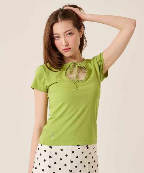 TINA:JOJUN(ティーナジョジュン)の「前後2WAY コンパクト Tシャツ TINA:JOJUN(Tシャツ/カットソー・レディース・グリーン/ホワイト/ブラウン・M)」の12枚目の写真