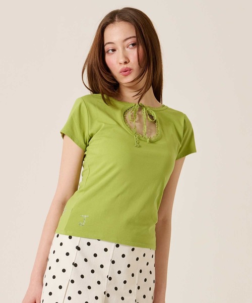 TINA:JOJUN(ティーナジョジュン)の「前後2WAY コンパクト Tシャツ TINA:JOJUN(Tシャツ/カットソー・レディース・グリーン/ホワイト/ブラウン・M)」の13枚目の写真