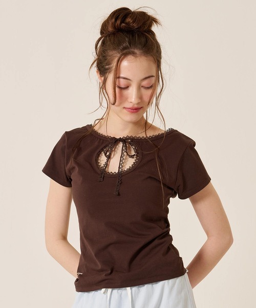 TINA:JOJUN(ティーナジョジュン)の「前後2WAY コンパクト Tシャツ TINA:JOJUN(Tシャツ/カットソー・レディース・グリーン/ホワイト/ブラウン・M)」の17枚目の写真