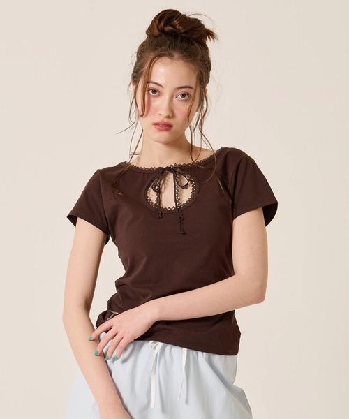 TINA:JOJUN(ティーナジョジュン)の「前後2WAY コンパクト Tシャツ TINA:JOJUN(Tシャツ/カットソー・レディース・グリーン/ホワイト/ブラウン・M)」の18枚目の写真