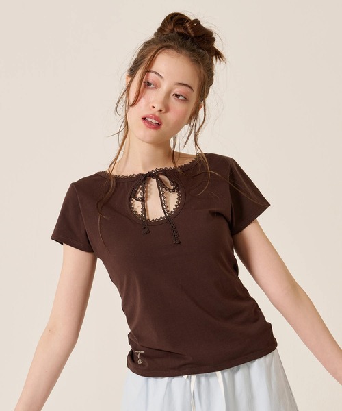 TINA:JOJUN(ティーナジョジュン)の「前後2WAY コンパクト Tシャツ TINA:JOJUN(Tシャツ/カットソー・レディース・グリーン/ホワイト/ブラウン・M)」の19枚目の写真