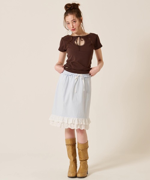 TINA:JOJUN(ティーナジョジュン)の「前後2WAY コンパクト Tシャツ TINA:JOJUN(Tシャツ/カットソー・レディース・グリーン/ホワイト/ブラウン・M)」の20枚目の写真