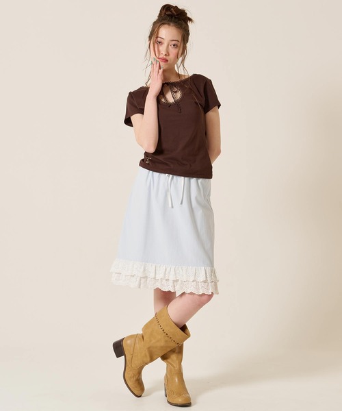 TINA:JOJUN(ティーナジョジュン)の「前後2WAY コンパクト Tシャツ TINA:JOJUN(Tシャツ/カットソー・レディース・グリーン/ホワイト/ブラウン・M)」の21枚目の写真