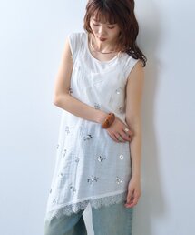 CIAOPANIC TYPY | 【willow】スパンコールビーズレースアシメキャミチュニック(Tシャツ/カットソー)