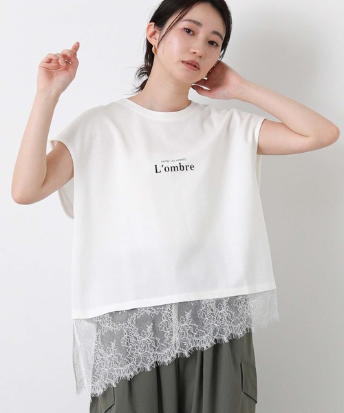 Gready Brilliant(グレディブリリアン)の「レースへムロゴカットソー(Tシャツ/カットソー・レディース・オフホワイト/ブラック・FREE)」の1枚目の写真