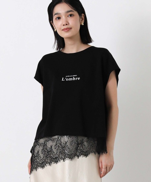 Gready Brilliant(グレディブリリアン)の「レースへムロゴカットソー(Tシャツ/カットソー・レディース・オフホワイト/ブラック・FREE)」の2枚目の写真