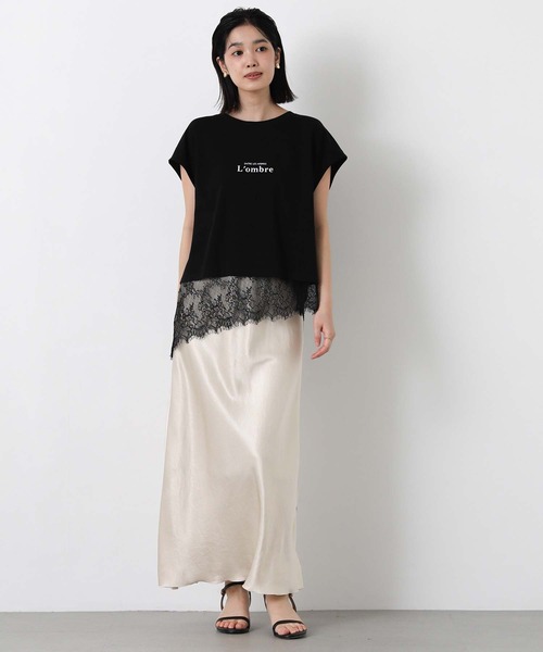 Gready Brilliant(グレディブリリアン)の「レースへムロゴカットソー(Tシャツ/カットソー・レディース・オフホワイト/ブラック・FREE)」の5枚目の写真
