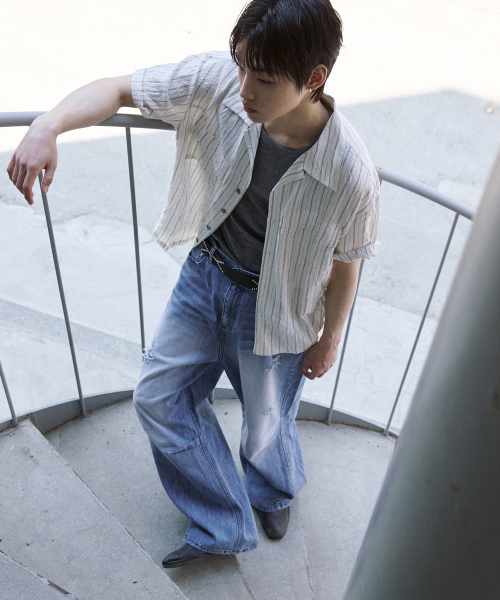 P.IN.O(ピインオ)の「クリーズストライプオープンカラーシャツ - アイボリー(シャツ/ブラウス・メンズ・その他・MEDIUM/LARGE/X-LARGE)」の3枚目の写真