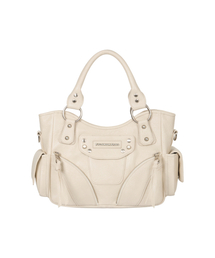 Studded Leather Mini Shoulder Bag (Cream)