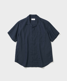 PURE LINEN SHORT SLEEVE SHIRT (NAVY)