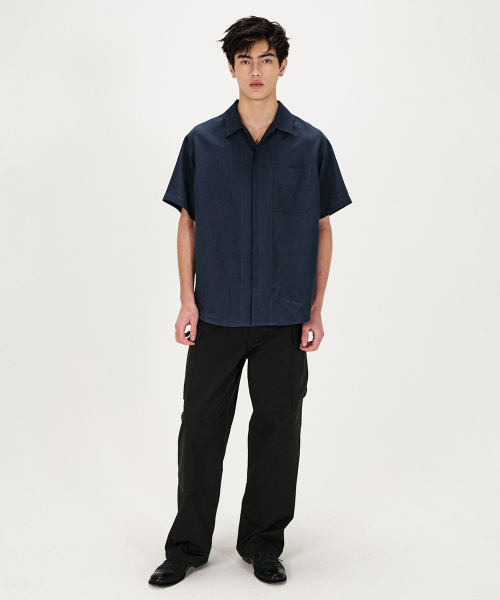 SHIRTER（シャーター）の「PURE LINEN SHORT SLEEVE SHIRT (NAVY)（シャツ/ブラウス・メンズ・その他・SMALL/MEDIUM/LARGE）」の3枚目の写真