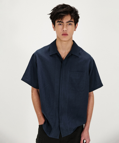 SHIRTER（シャーター）の「PURE LINEN SHORT SLEEVE SHIRT (NAVY)（シャツ/ブラウス・メンズ・その他・SMALL/MEDIUM/LARGE）」の5枚目の写真