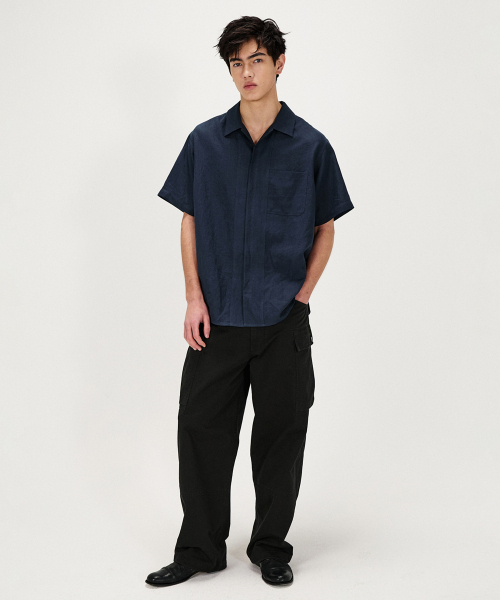 SHIRTER（シャーター）の「PURE LINEN SHORT SLEEVE SHIRT (NAVY)（シャツ/ブラウス・メンズ・その他・SMALL/MEDIUM/LARGE）」の6枚目の写真