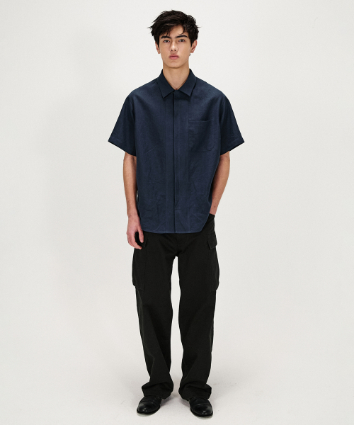 SHIRTER（シャーター）の「PURE LINEN SHORT SLEEVE SHIRT (NAVY)（シャツ/ブラウス・メンズ・その他・SMALL/MEDIUM/LARGE）」の7枚目の写真