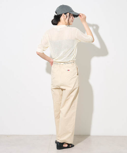 FREAK'S STORE(フリークスストア)の「FRUIT OF THE LOOM × FREAK'S STORE/フルーツオブザルーム 別注 トリミングツイルパンツ(その他パンツ・レディース・ネイビー/オリーブ/ナチュラル・MEDIUM/SMALL)」の7枚目の写真