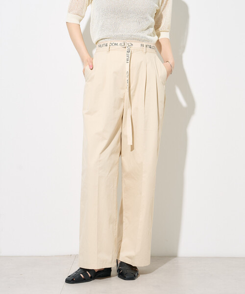 FREAK'S STORE（フリークスストア）の「FRUIT OF THE LOOM × FREAK'S STORE/フルーツオブザルーム 別注 トリミングツイルパンツ（その他パンツ・レディース・ネイビー/オリーブ/ナチュラル・MEDIUM/SMALL）」の8枚目の写真