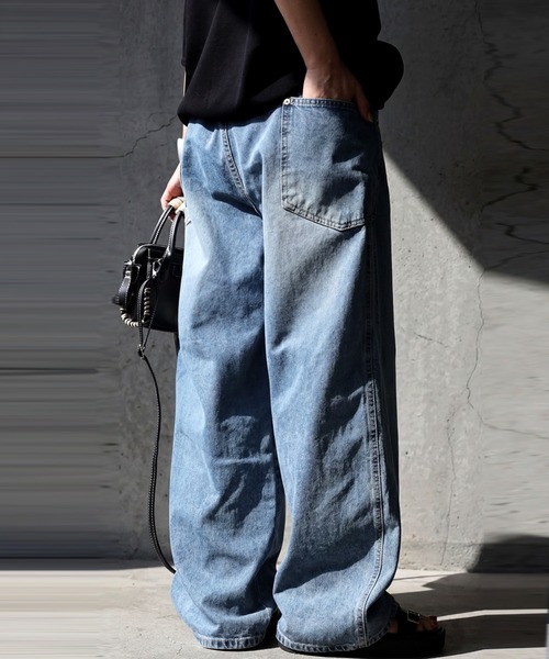 antiqua(アンティカ)の「綿100% ワイド バレルデニムパンツ(デニムパンツ・レディース・ブルー系その他・L/M)」の7枚目の写真