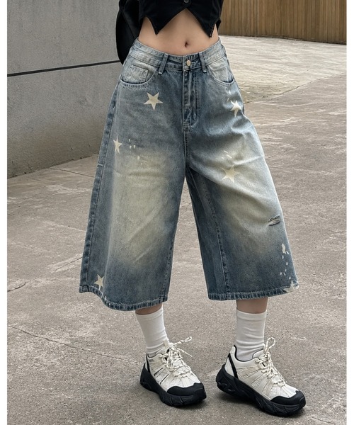 inst.ALL(インストール)の「スタープリントルーズデニムハーフパンツ(デニムパンツ・レディース・ブルー・S/L/M/LL)」の16枚目の写真