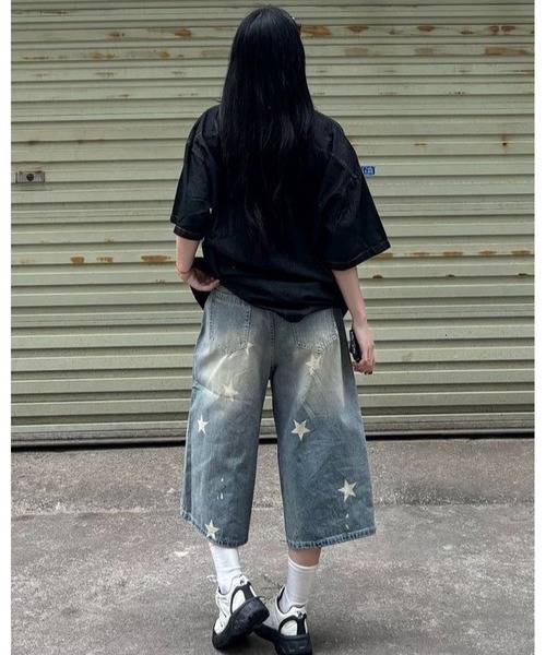 inst.ALL(インストール)の「スタープリントルーズデニムハーフパンツ(デニムパンツ・レディース・ブルー・S/L/M/LL)」の13枚目の写真